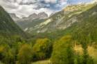 Slovenia, Triglav National Park. Landscape with forest and Julian Alps. Art Print